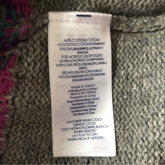 Chaps Denim Grey Jacquard Sweater - Picture 8 of 11